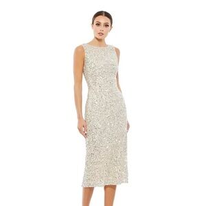 NWT Mac Duggal‎ Elegant Gold Silver Sequin Dress Size 0 Holiday Party New Years